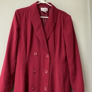Vintage J.G. Hook women's long blazer dress button front size 12 Red Raspberry